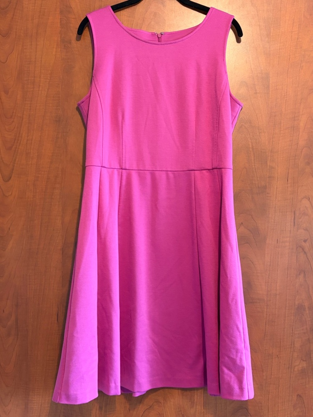Sleeveless Fit-and-Flare Dress in Bright Fuchsia